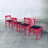 Mid-Century Modern Design Red Dining Chair Set, Belgium, 1960s, Set of 6