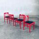Mid-Century Modern Design Red Dining Chair Set, Belgium, 1960s, Set of 6