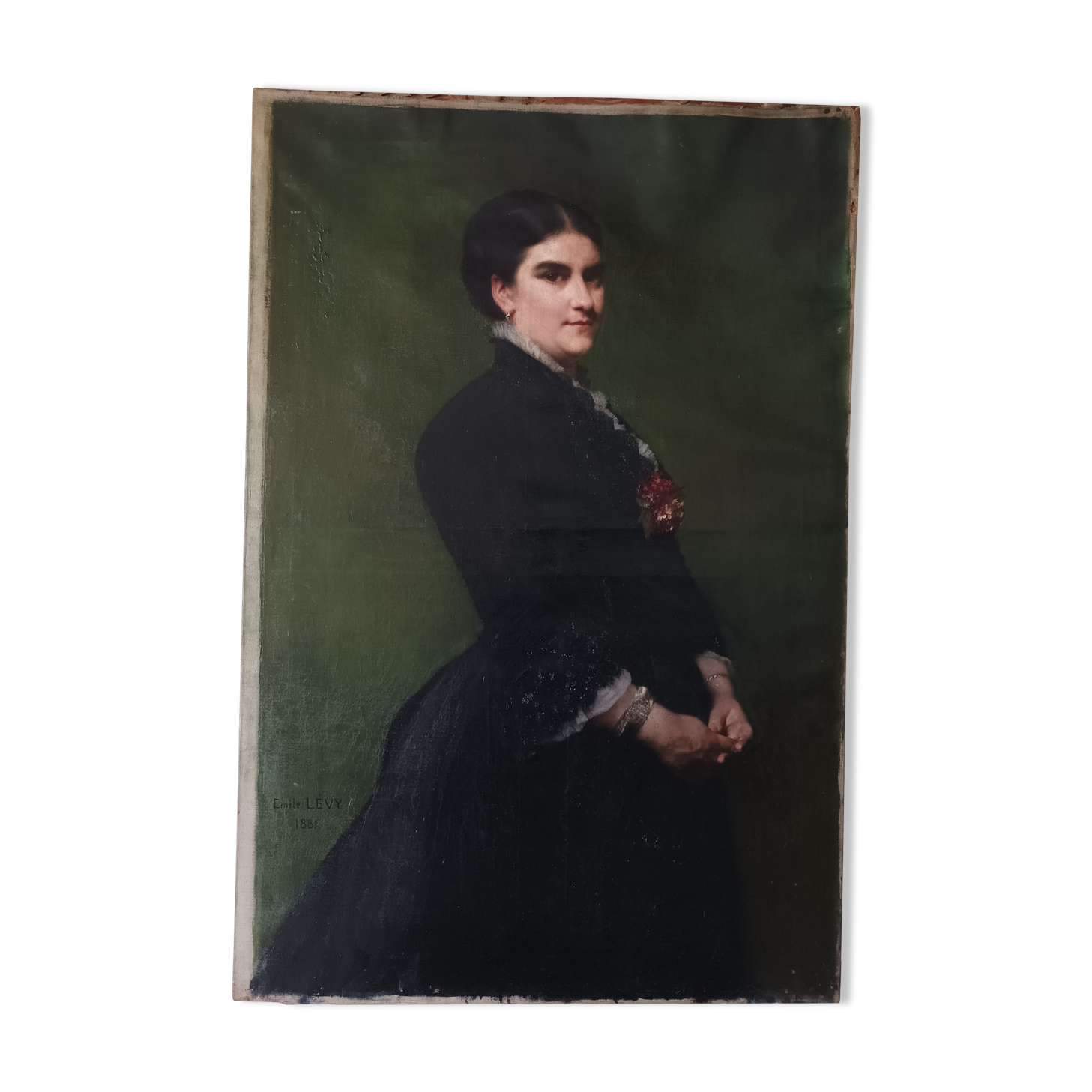 Emile levy (1826-1890) oil on canvas portrait of a woman