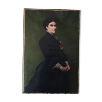 Emile levy (1826-1890) oil on canvas portrait of a woman