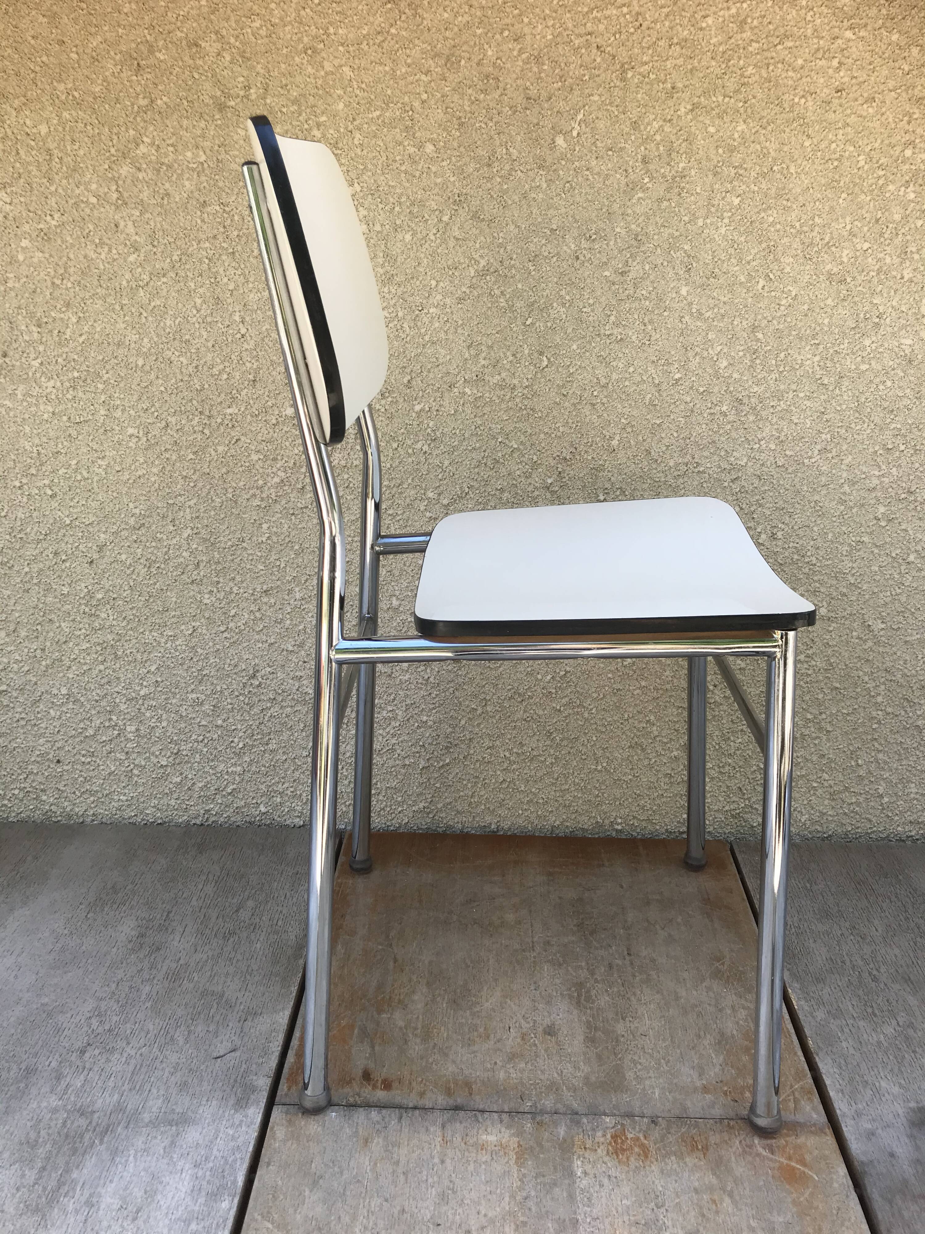 Pair of Old Metal Chromé Chairs - Vintage White Formica