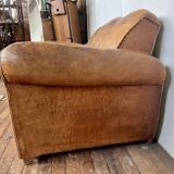 Art Deco club sofa in leather and leopard print