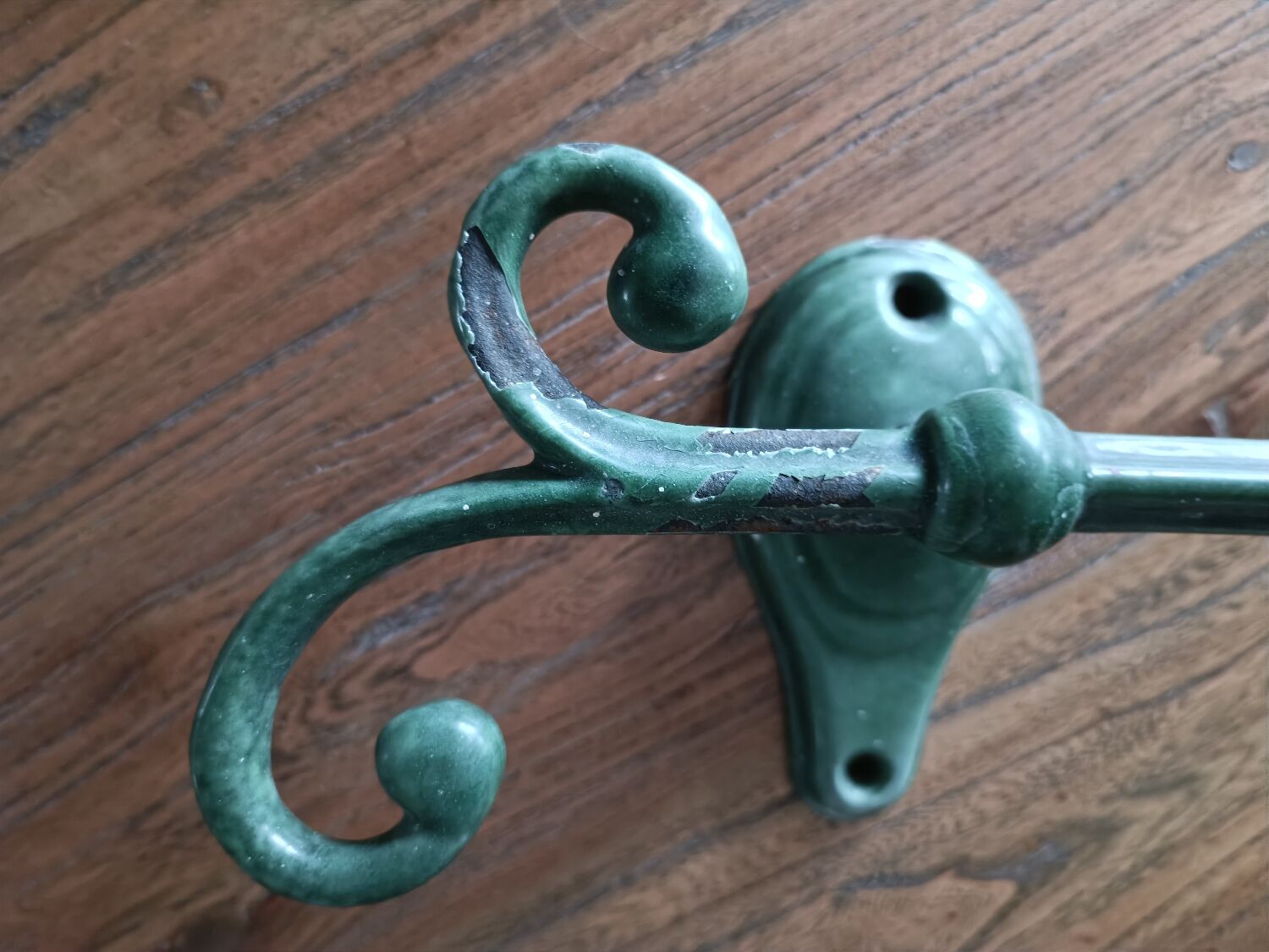 Towel holder and coat hook enameled cast iron