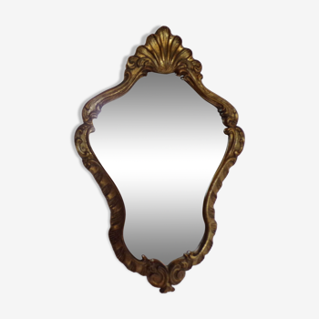 Miroir doré ancien style baroque, 45x30 cm
