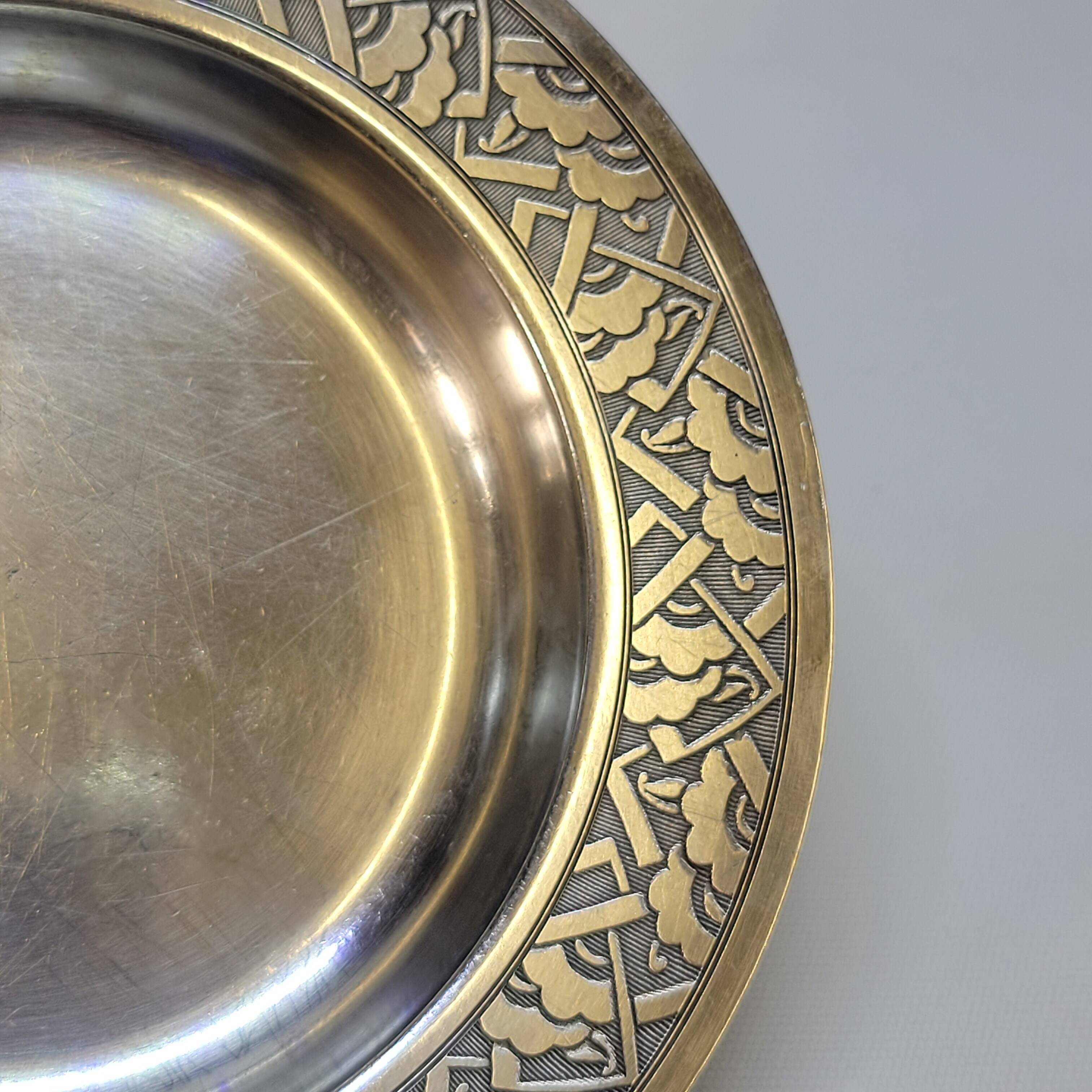 Empty Pocket Bowl Old Art Deco Bouille Plate In Silver Metal