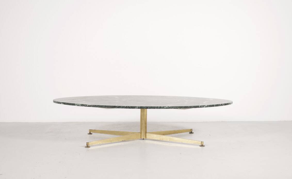 Table basse marbre laiton Michel Kin Italie 1960 Arflex éditeur