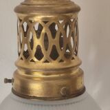 Suspension  de style art nouveau 1900 en laiton - tulipe en verre dépoli