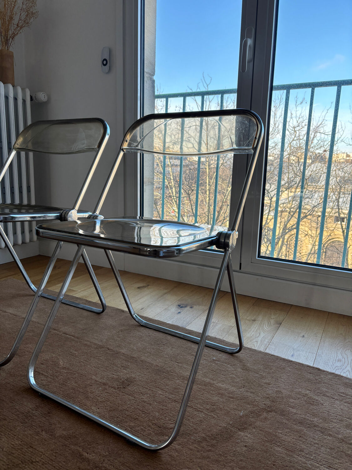 Lot of vintage taupe Plia chairs, Anomina Castelli 1970, Italy.