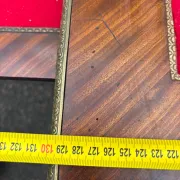 Elegant flat desk in Louis XVI style made of marquetry wood.