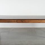 Authentic large French farmhouse antique XXL dining table with two drawers