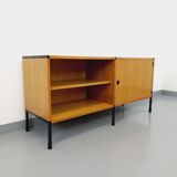 Vintage ARP Minvielle sideboard by Guariche Mortier Motte in light wood and black metal