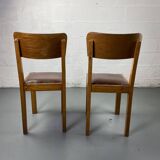 Wooden and leather chairs