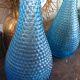 Carafe en verre texturé bleue turquoise