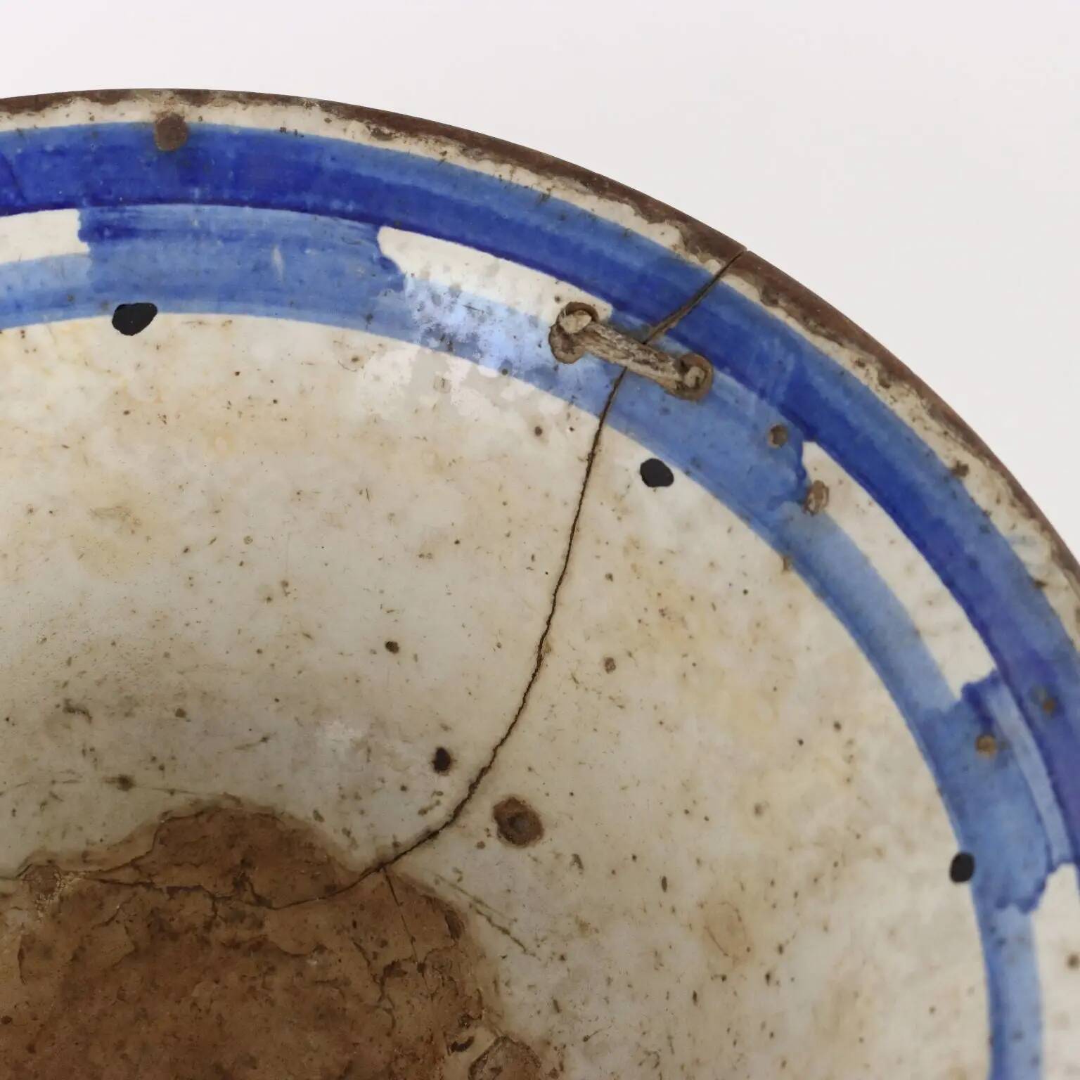Coupe ancienne début XIXe siècle en terre cuite décorée