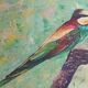 Oil on canvas european bee-eater bird, catalan painter m. rosem gispert
