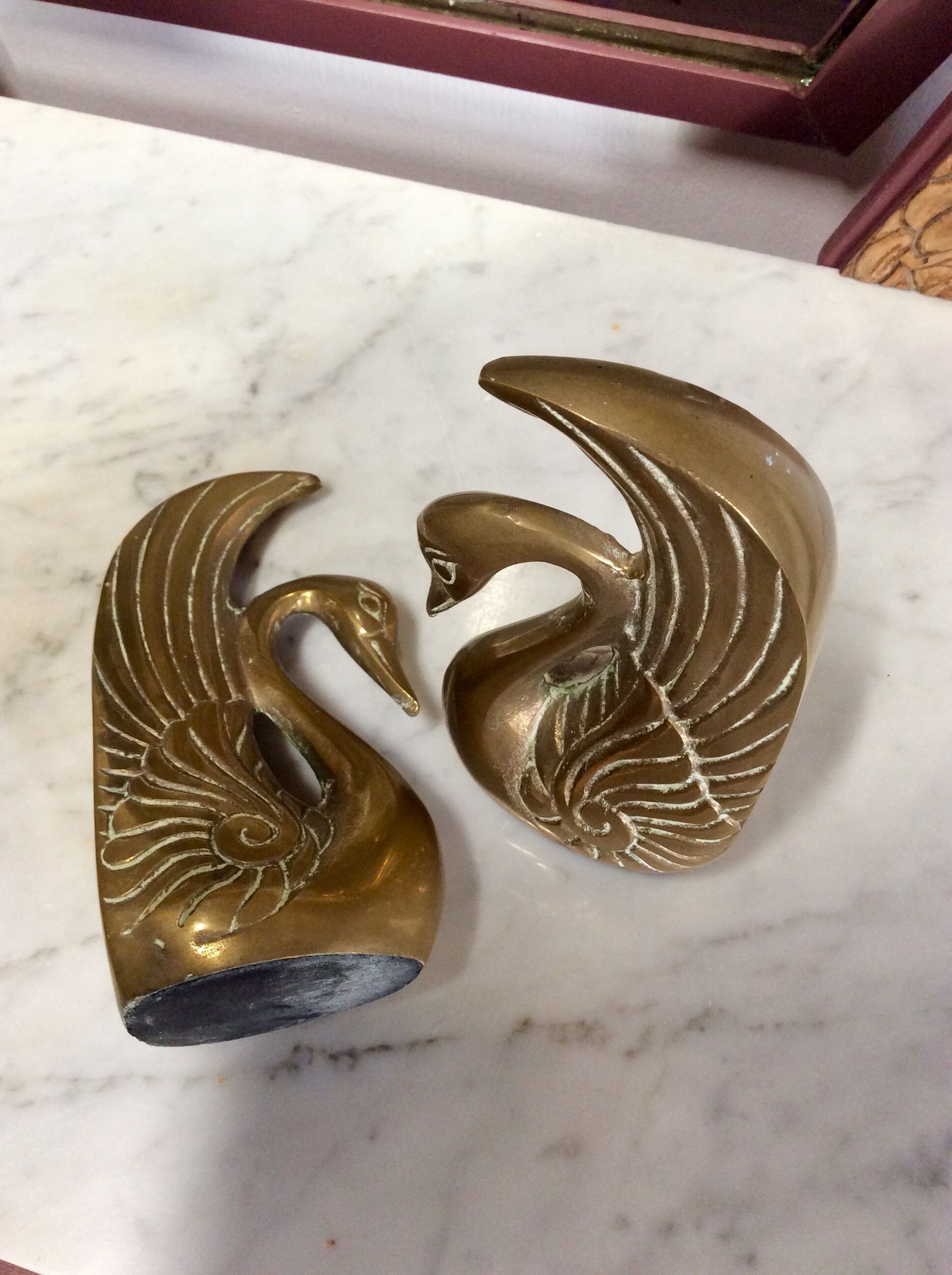 Pair of greenhouse books swans