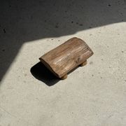 Small stool, footrest in organic blond teak monoxyle wabi-sabi L31