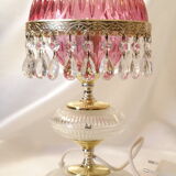 Glass and crystal pink boudoir grapevine lamp