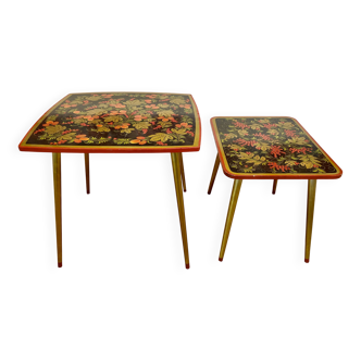 Paire de tables bois design 1950.