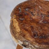 Brutalist bar stool in elm wood