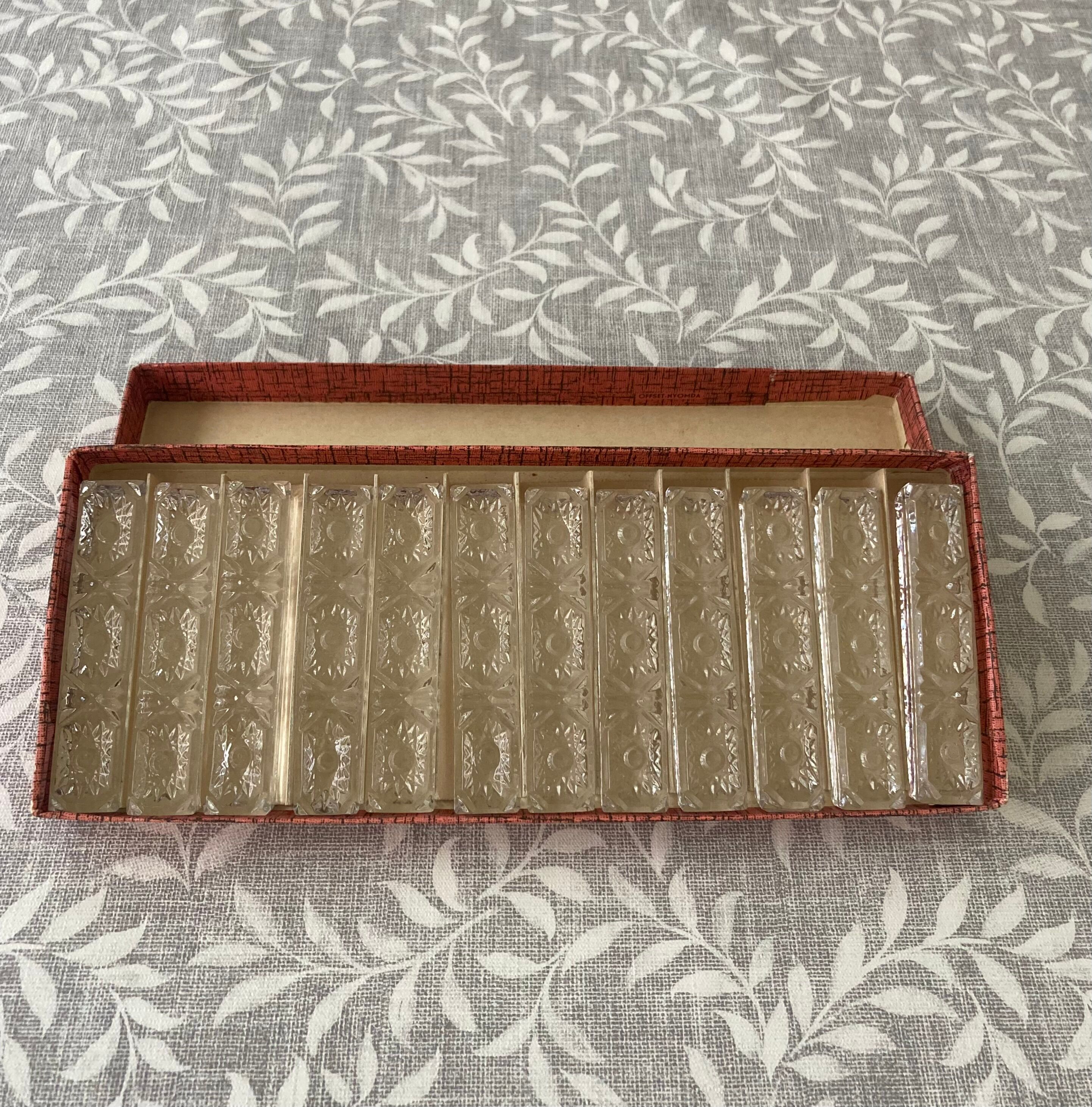 Set of 12 crystal knife holders with box