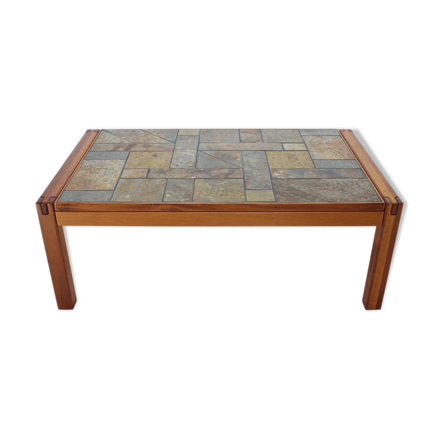 1970s Solid Teak and Tile Coffee Table, Denmark
