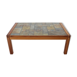 1970s Solid Teak and Tile Coffee Table, Denmark