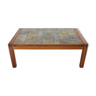 1970s Solid Teak and Tile Coffee Table, Denmark