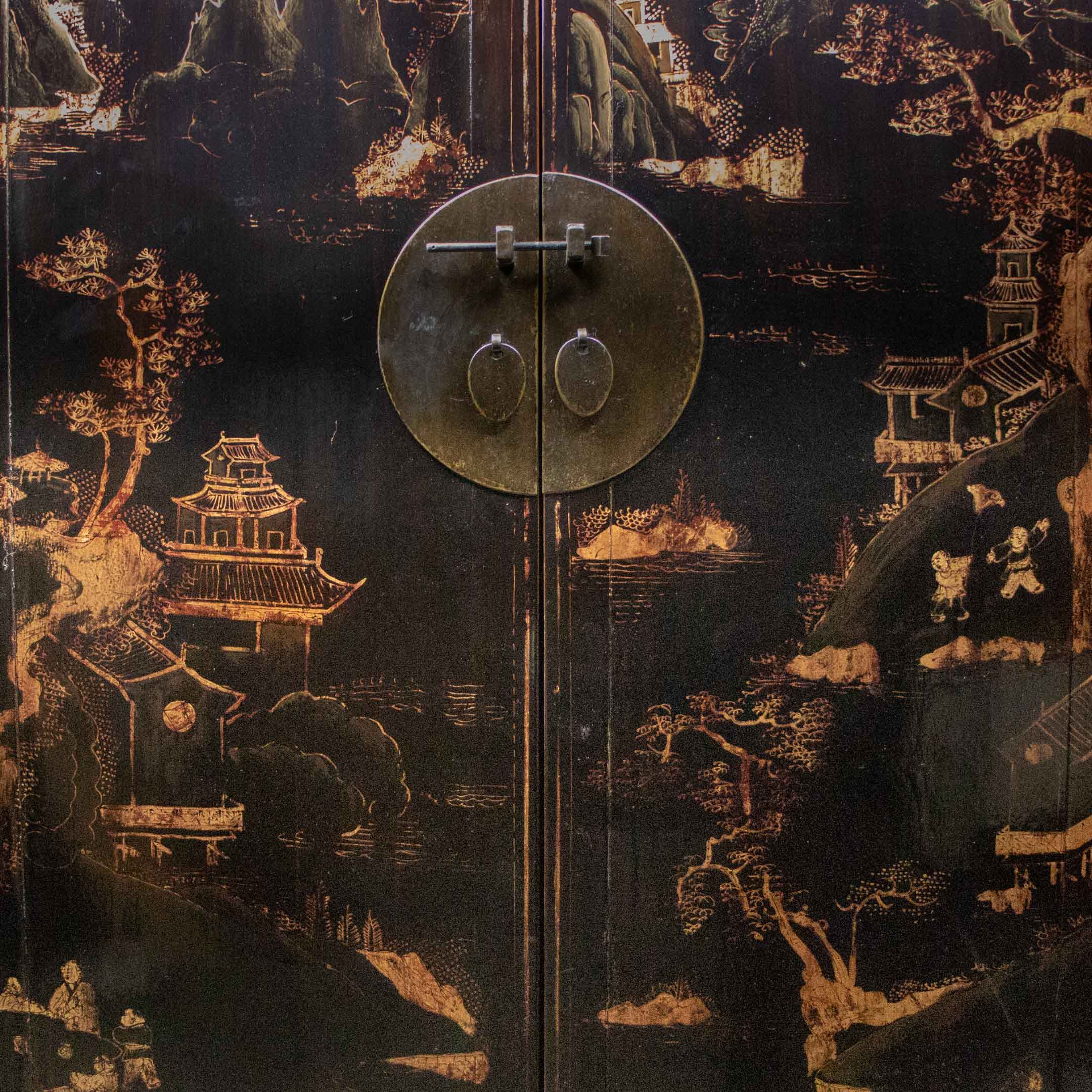 Black laqué Chinese wardrobe