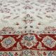 Tapis Ziegler crème à bordure rouge, tapis oriental floral en laine noué à la main