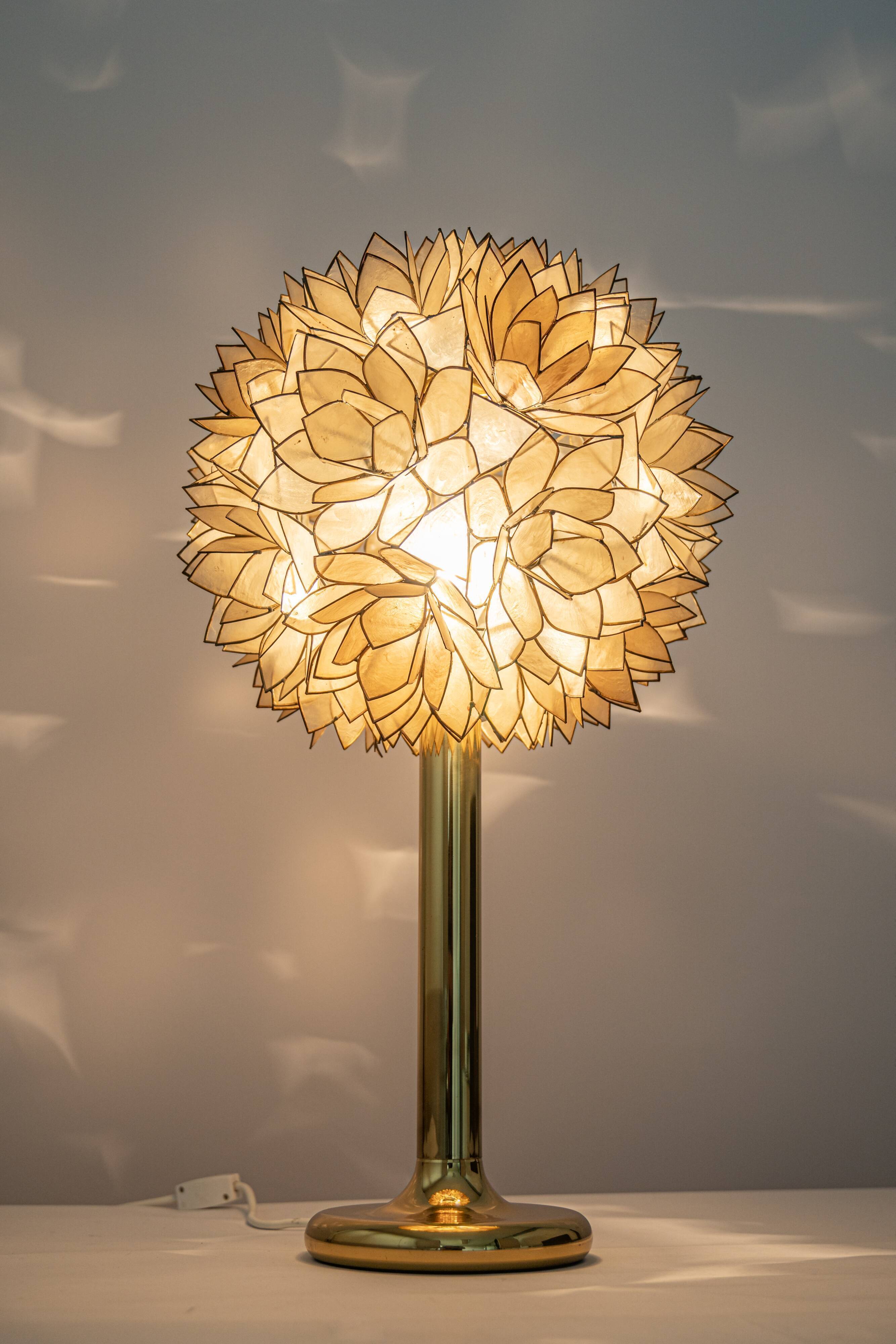 Capiz Shell Lotus Ball Table Light Germany, 1960s