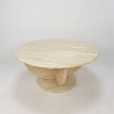 Table basse italienne en travertin, années 1970