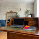 Secretary with drop-leaf in Louis XVI style – patinated wood and interior co