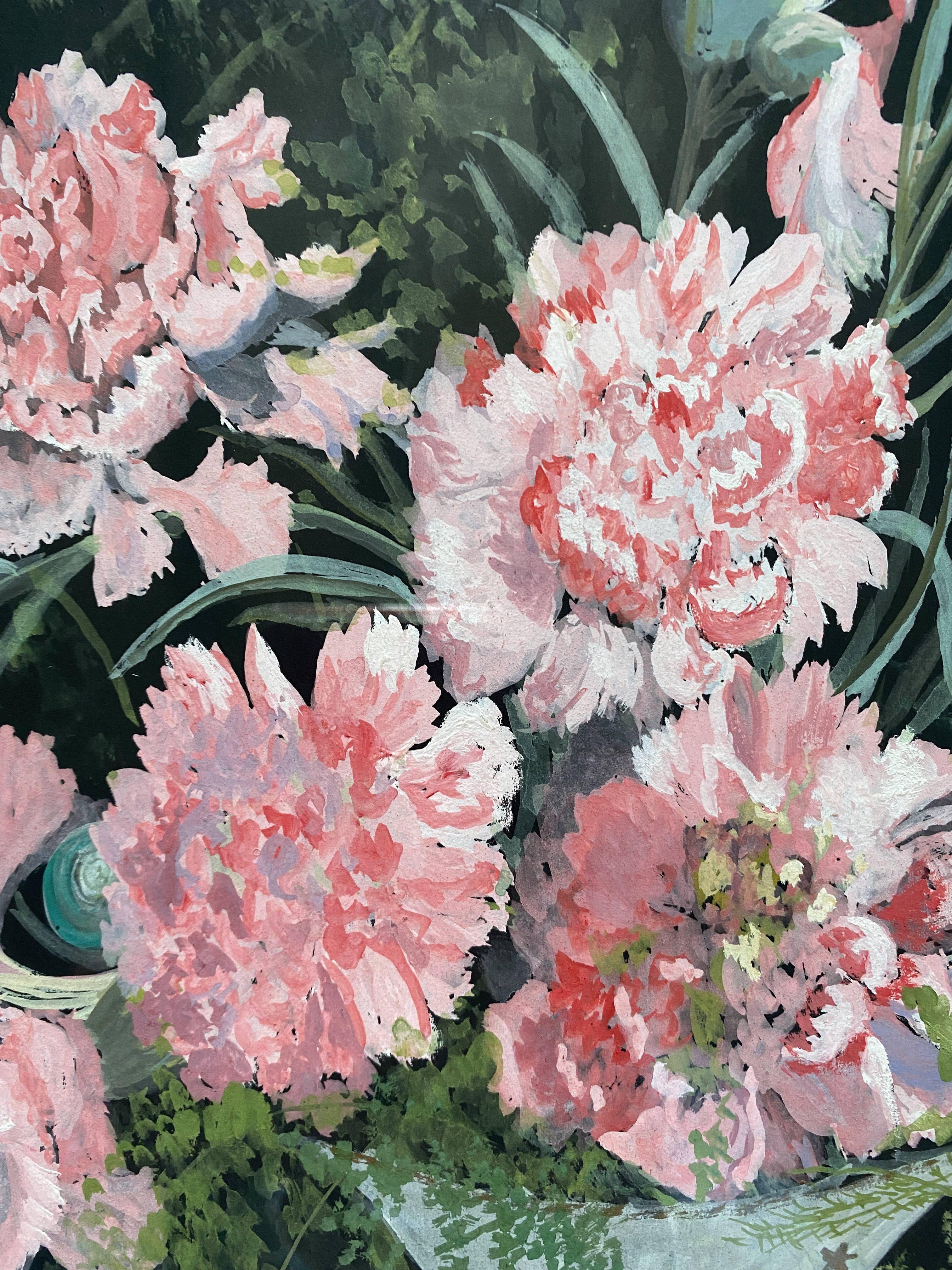 Painting "bouquet of carnations" by Lucienne MAILLOT Pannelle (1909-1989)