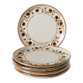 Set of 5 stoneware dessert plates with patterns, 1970.