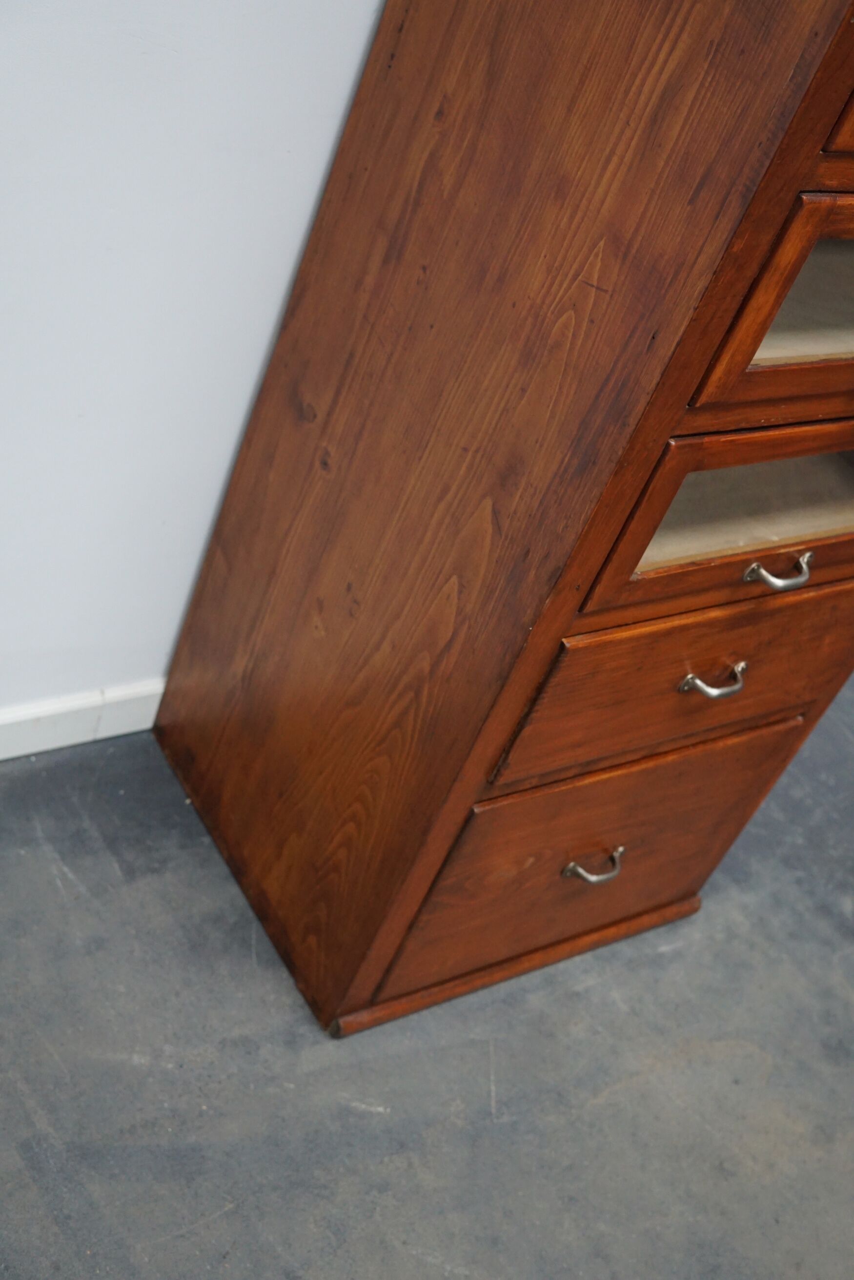 Vintage German pine haberdashery cabinet, 1950s