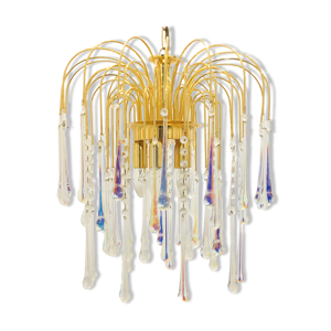 lustre en verre de Murano et laiton Waterfall, italie, années 1970