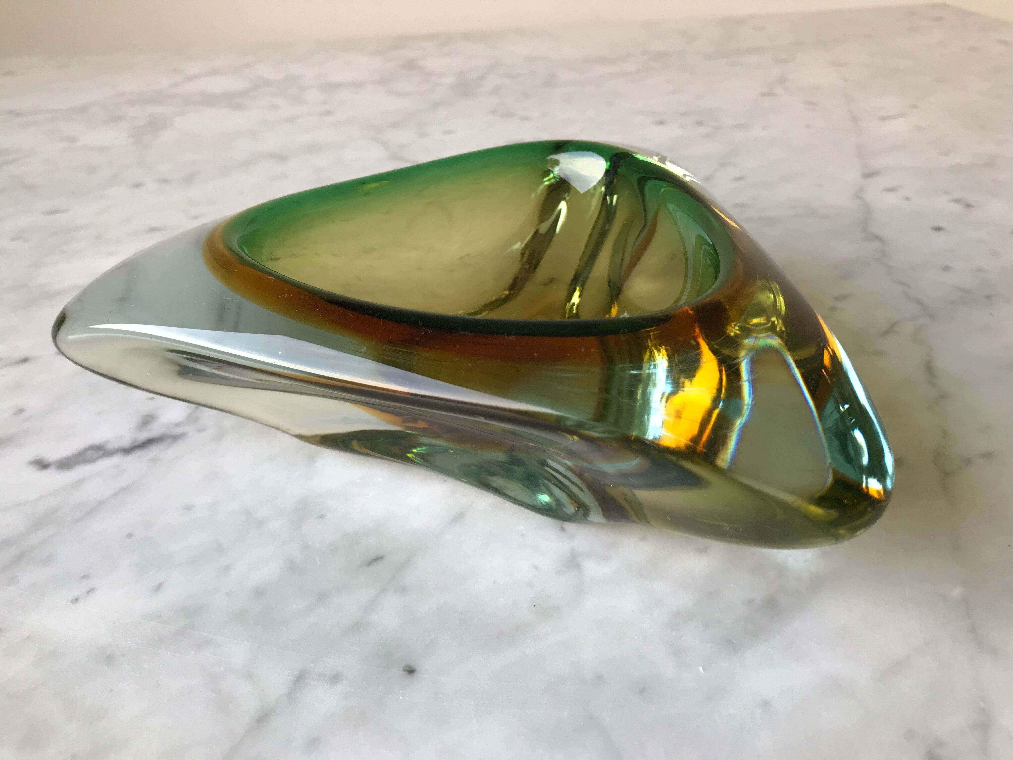 Empty pocket or ashtray of Murano "Sommerso" - Italy, 1970s.