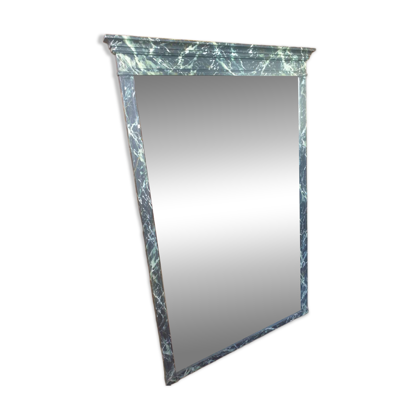 Large mirror - trumeau with a wooden frame imitating marble - 20th century