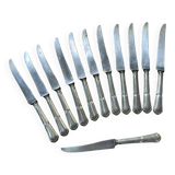 Set of 12 silver-plated metal knives with steel blades from the early 20th century