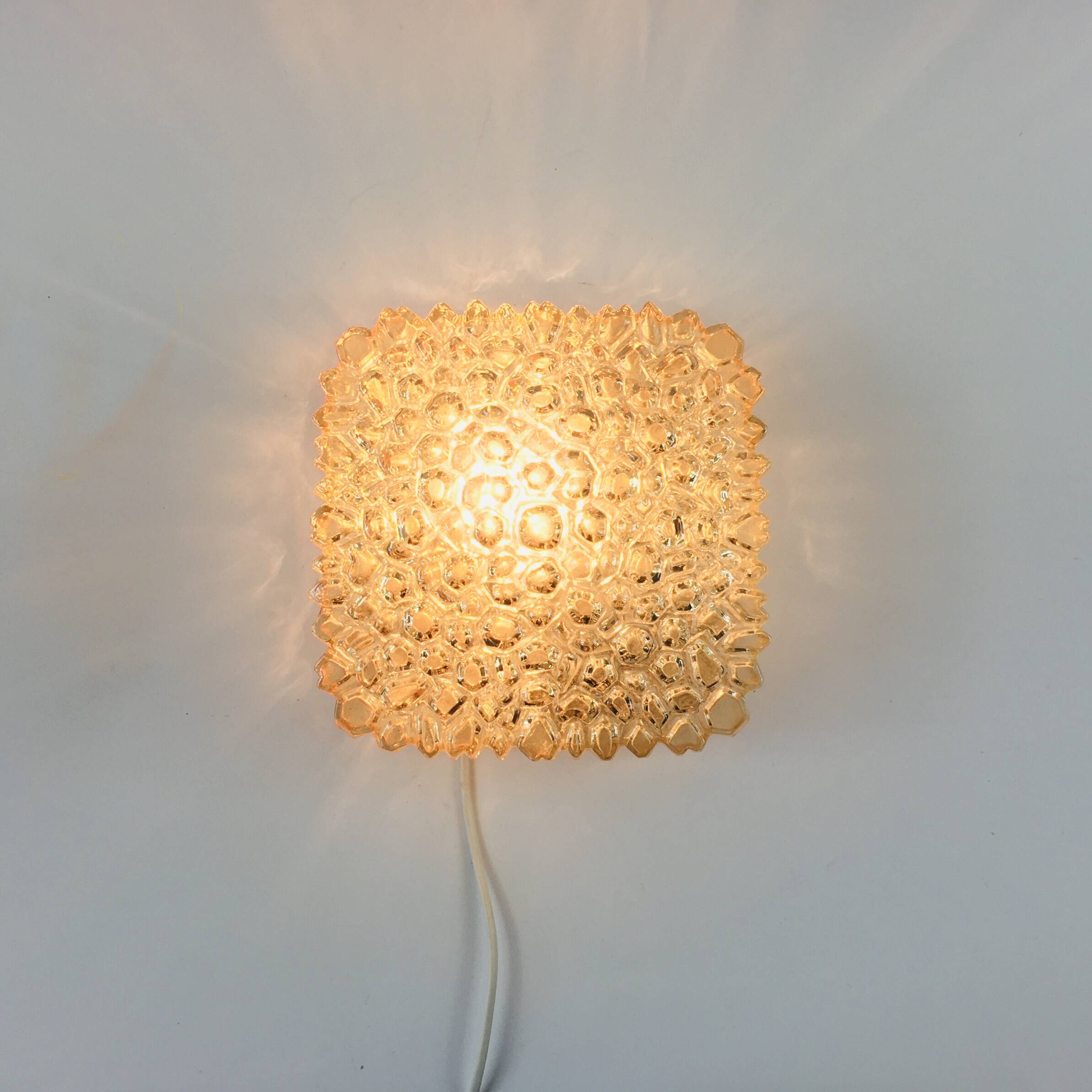 Mid Century Amber Glass Ceiling Light By Helena Tynell For Limburg, Germany, 1970s
