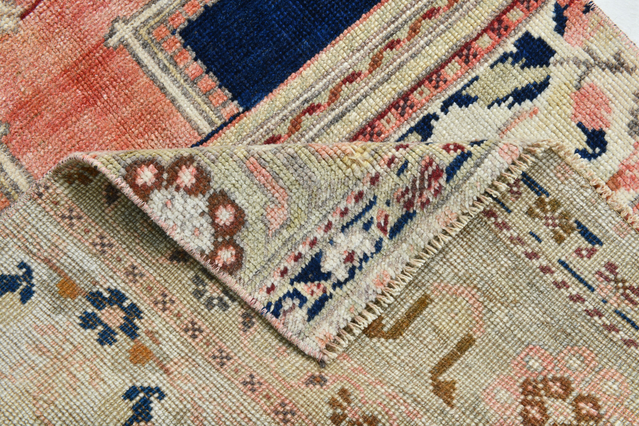 2x10 Faded Pink & Navy Blue Persian Runner Rug, 71x294Cm