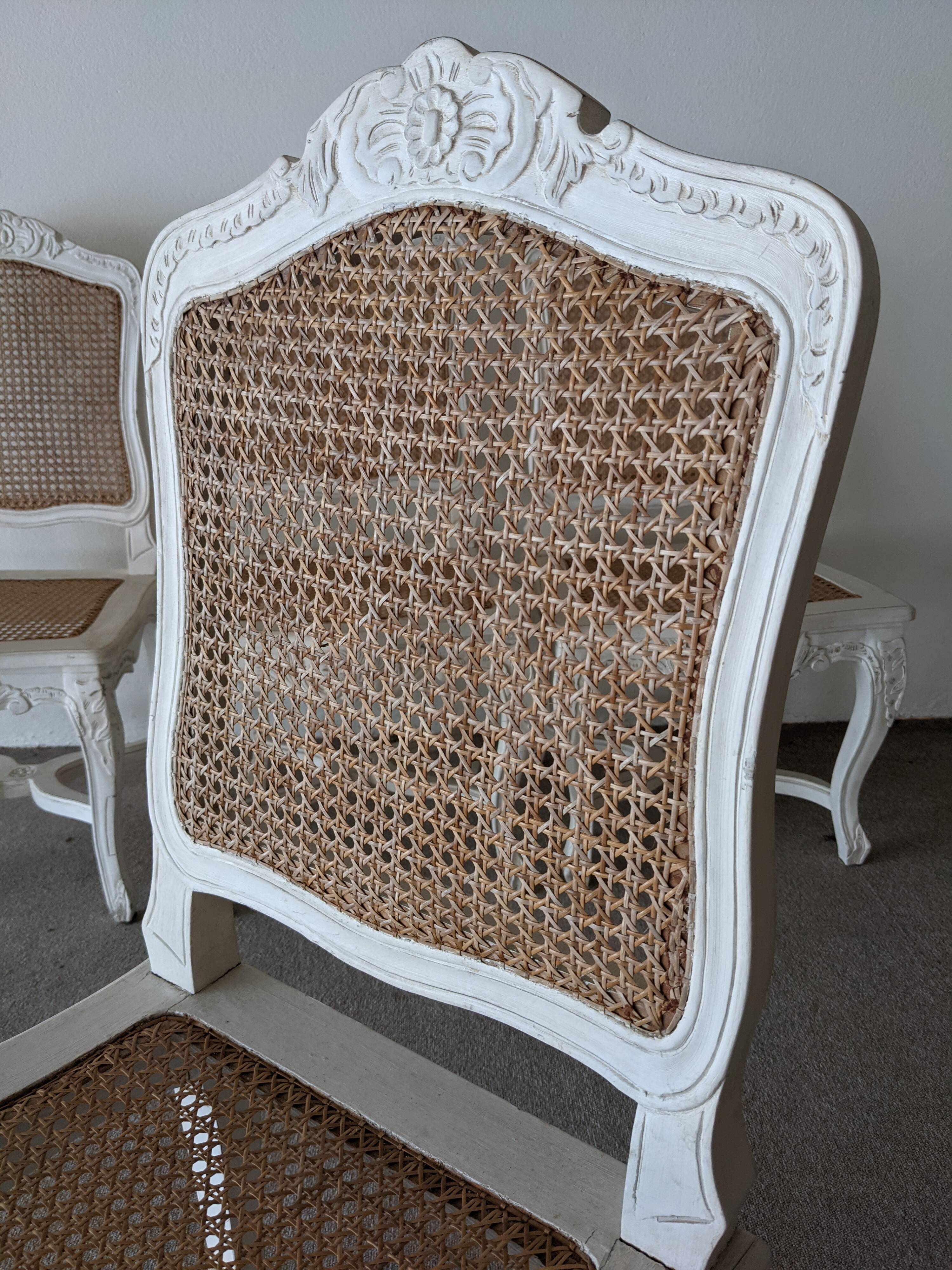 4 cannate chairs in patinated wood