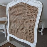 4 cannate chairs in patinated wood