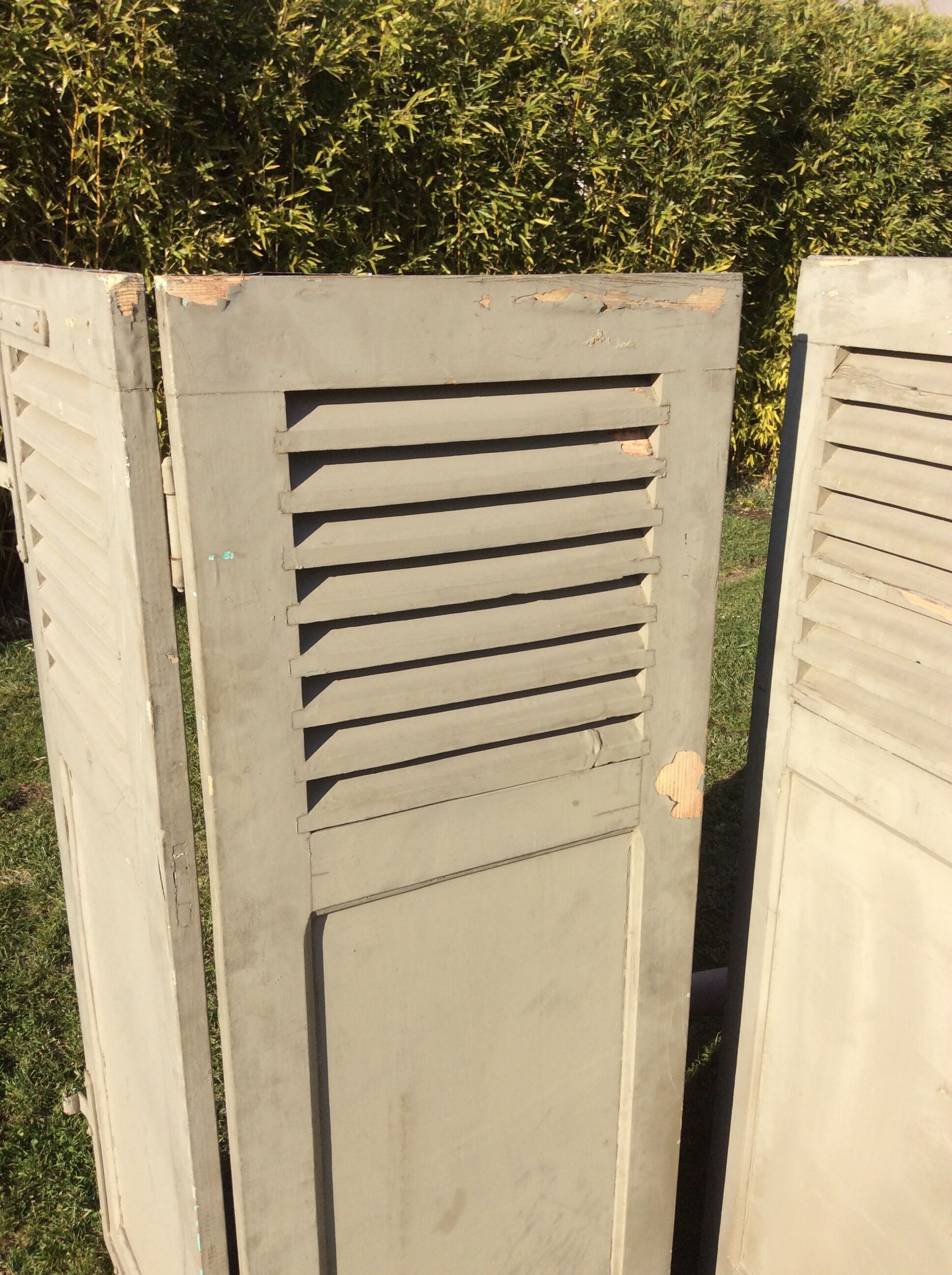 Pair of Persian shutters, old wood screen 2 fronts