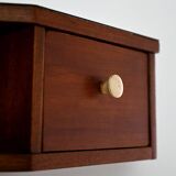 Table de chevet murale scandinave en acajou avec boutons en bakélite