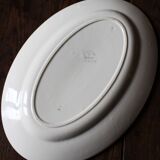 Oval dish art deco flowers red blue Pondy Badonviller