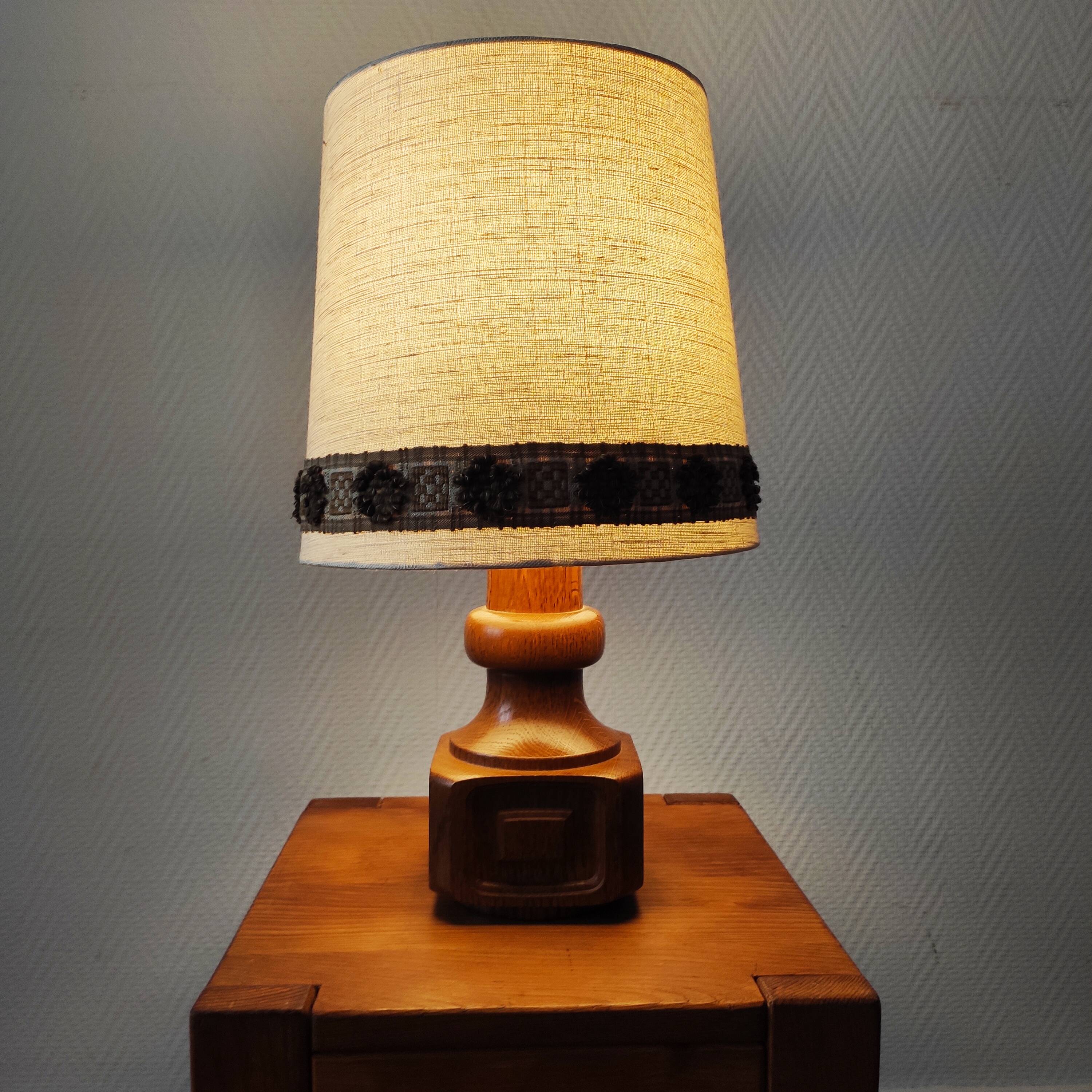 Vintage 70s oak living room lamp