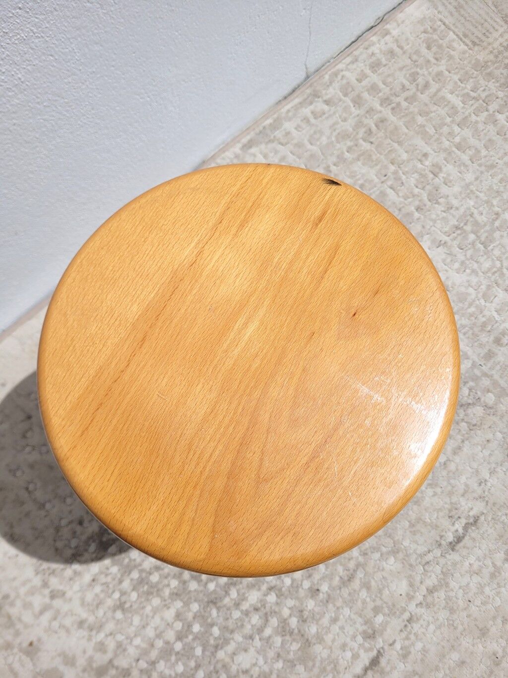Vintage varnished beech tripod stool