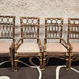 Set of 4 bamboo armchairs from the 80s